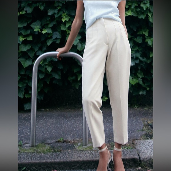 Zara High Waste Ankle Cigarette Trousers - Picture 2 of 11